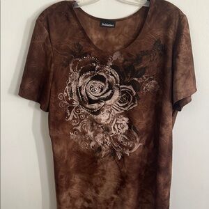 Brown Floral Women's Top